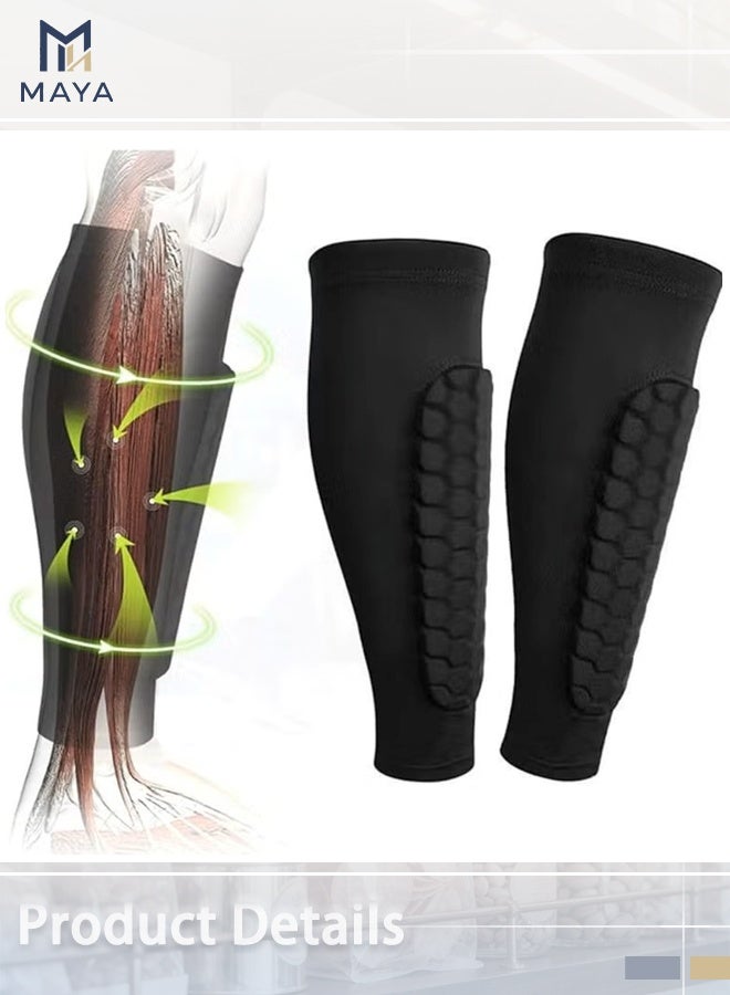 Maya Flexible Calf Protection Leggings Soccer Shin Guards for Adults High Impact Resistant with Anti-Collision Technology Ankle Support Gear Football （Black XL） - Image 2